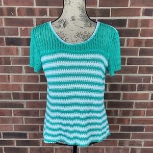 Jameric green striped short sleeve top